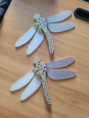 🌹New🌹Hand Crafted Iridescent Purple & Gold Flexi Dragonfly Toy Set
